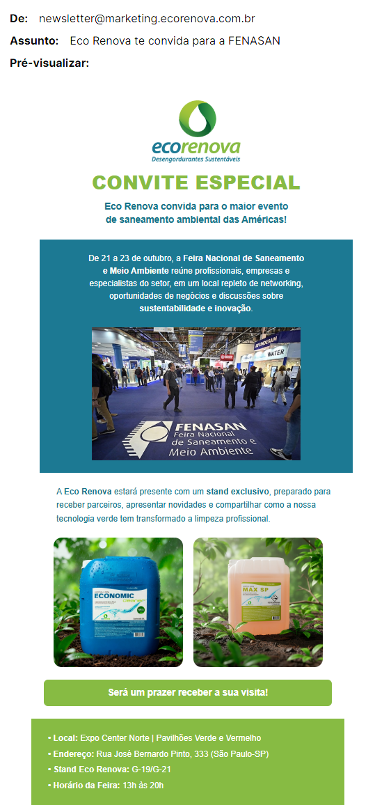 Visualização do E-mail da Campanha FENASAN 2025